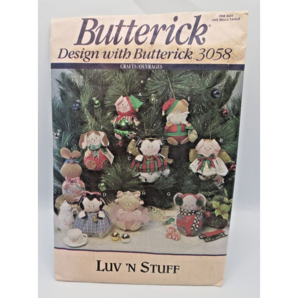 Butterick Pattern #3058 Farm Animal Christmas Ornaments Vintage Uncut 1990a